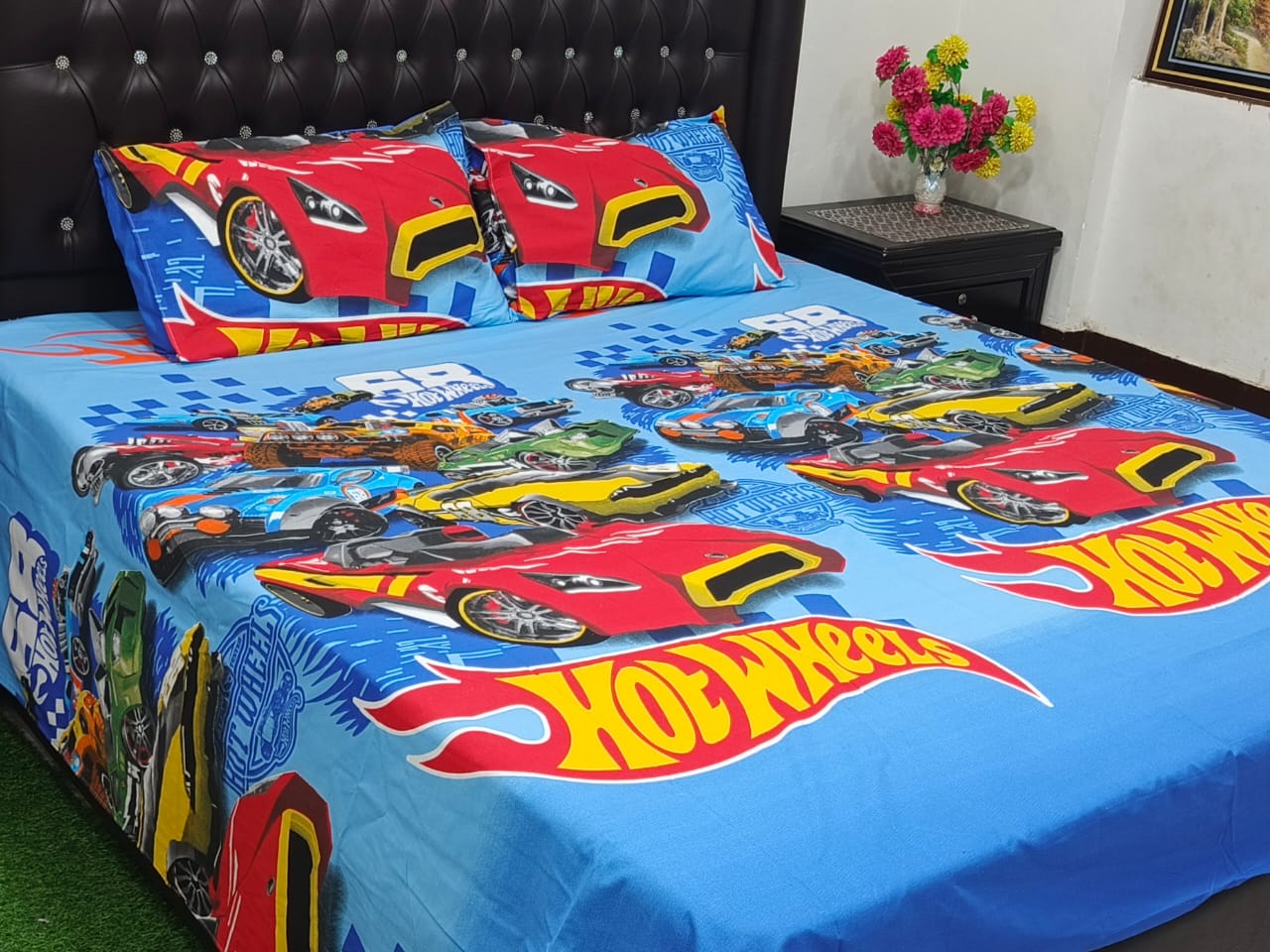 3 Pcs King Size Cotton Bedsheet With 2 Pillow Covers