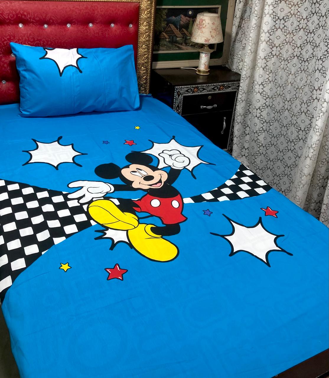 Kids Single Cotton Bedsheet With 1 Pillow cover