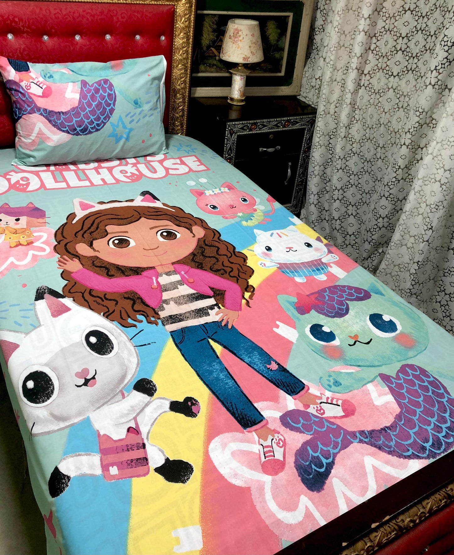 Kids Single Cotton Bedsheet With 1 Pillow cover