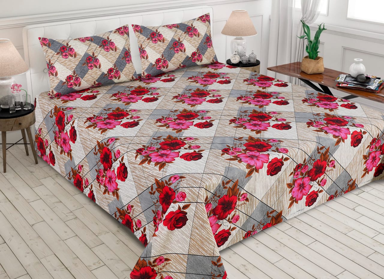 3 Pcs Export Quality King Size Bedsheet With Pillow Covers