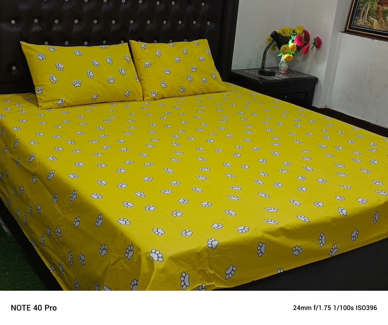 3 Pcs King Size Cotton Bedsheet With 2 Pillow Covers