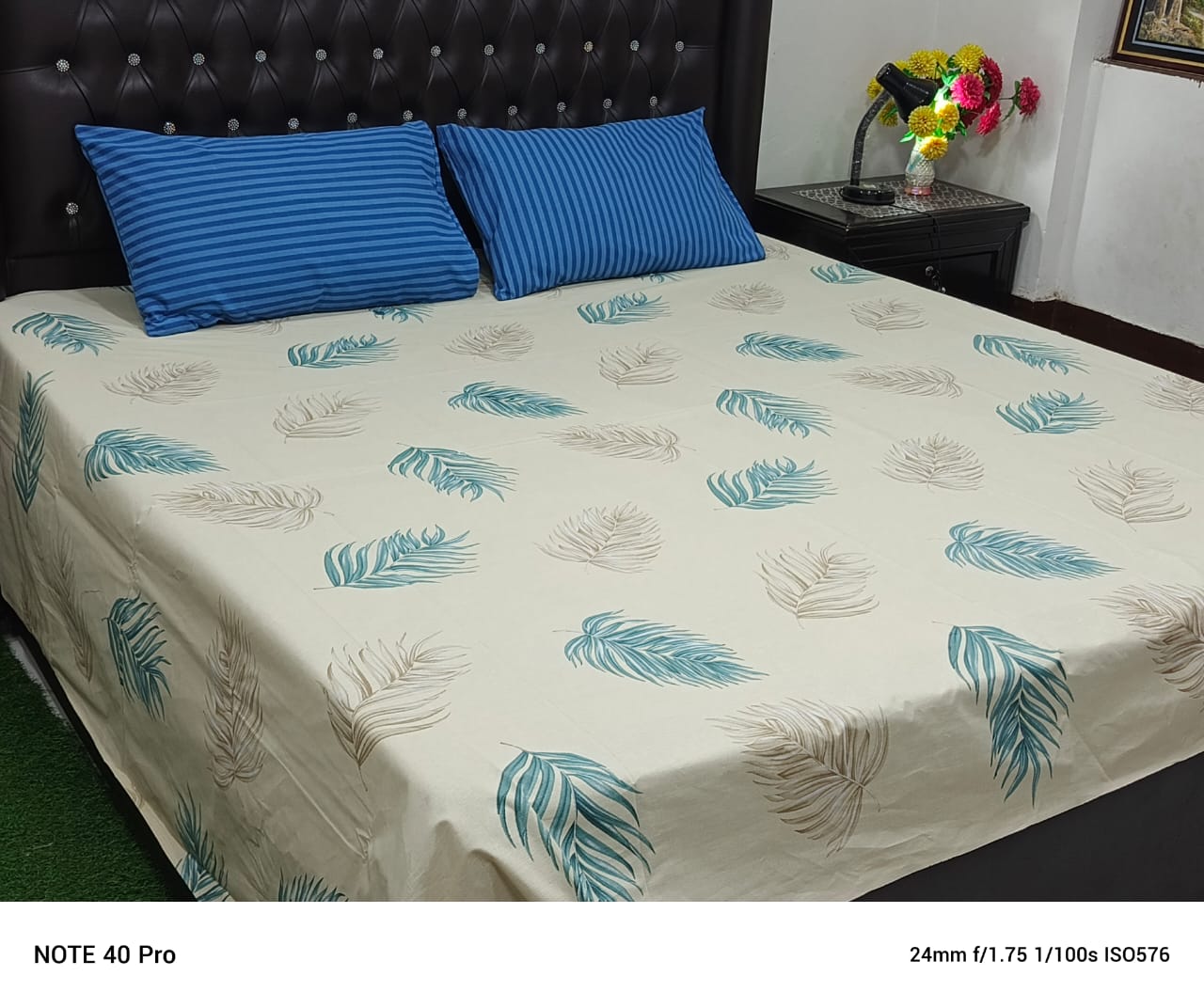 3 Pcs King Size Cotton Bedsheet With 2 Pillow Covers