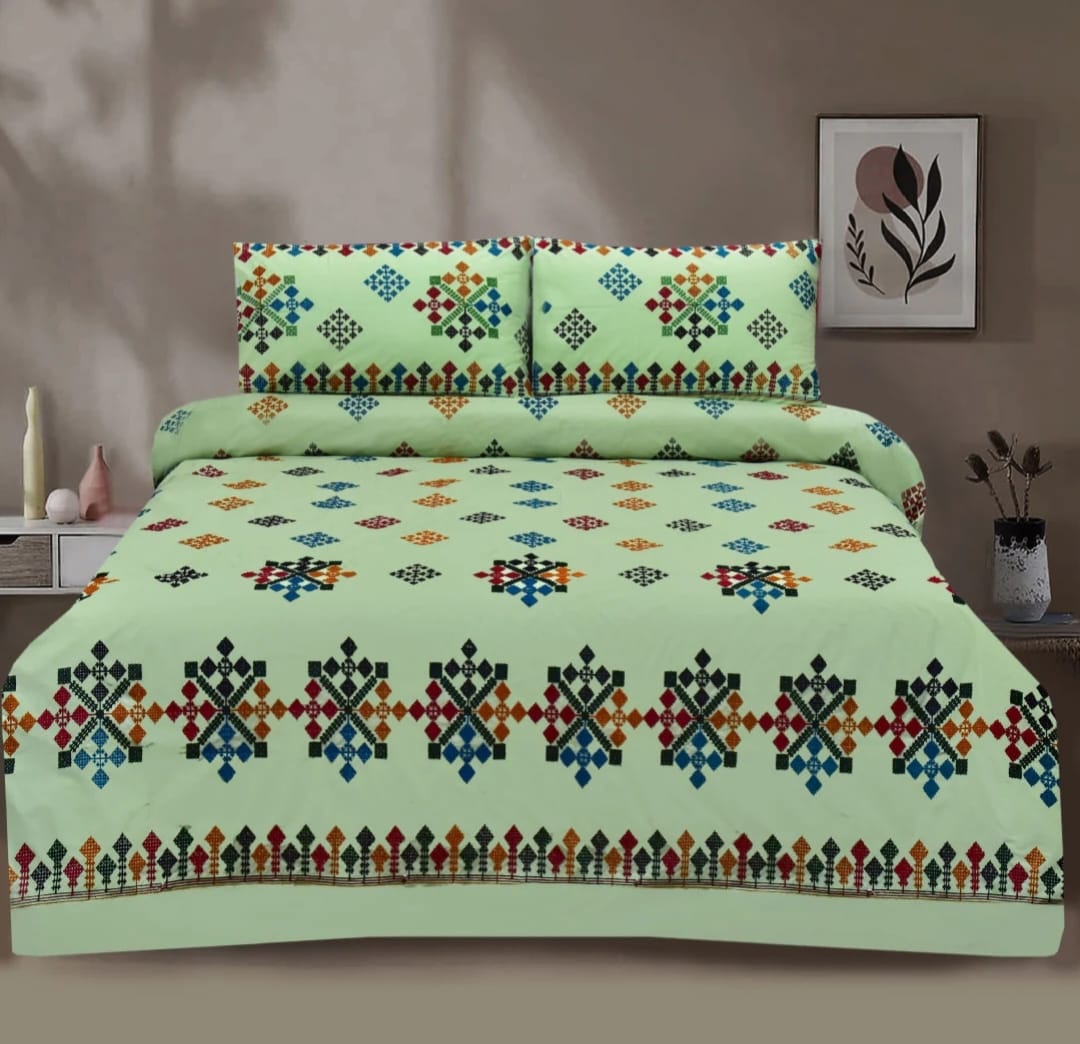 3 PCS KING SIZE EMBROIDERED APLIC BEDSHEET