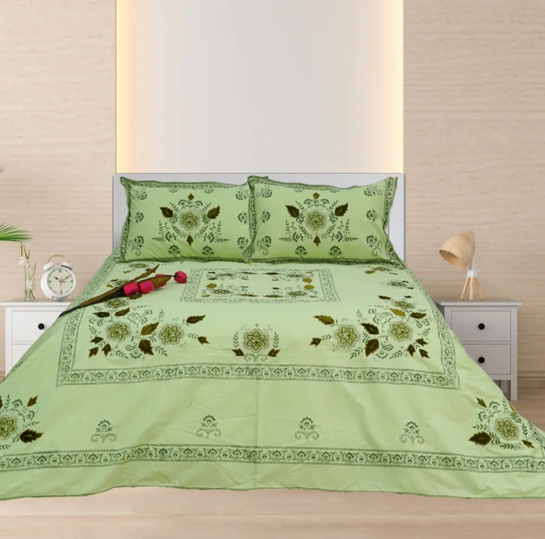 3 PCS KING SIZE EMBROIDERED APLIC BEDSHEET