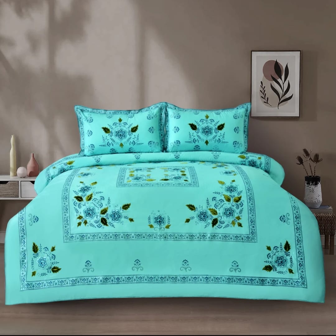 3 PCS KING SIZE EMBROIDERED APLIC BEDSHEET