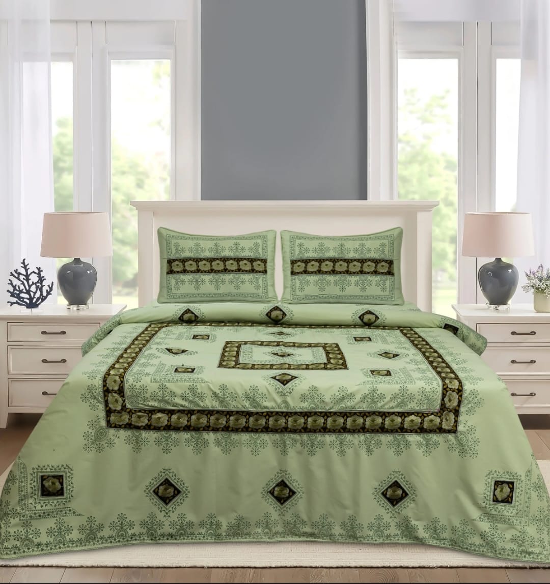 3 PCS KING SIZE EMBROIDERED APLIC BEDSHEET