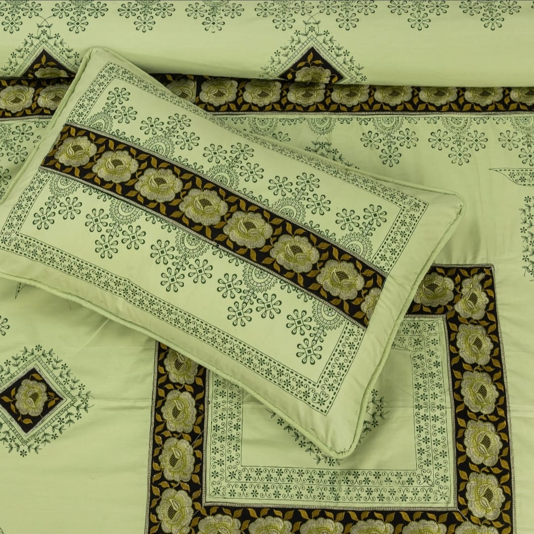 3 PCS KING SIZE EMBROIDERED APLIC BEDSHEET