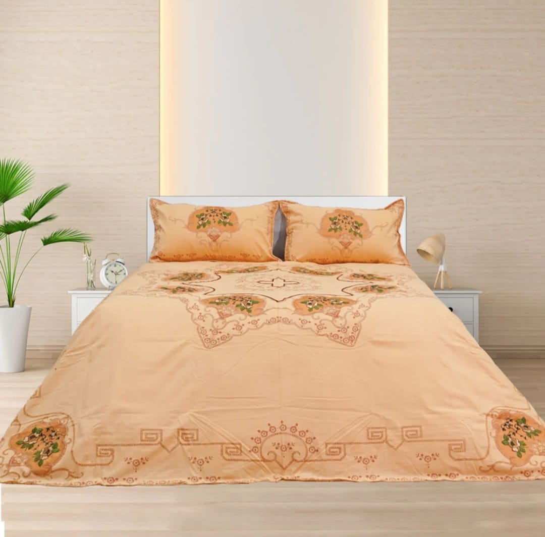 3 PCS KING SIZE EMBROIDERED APLIC BEDSHEET