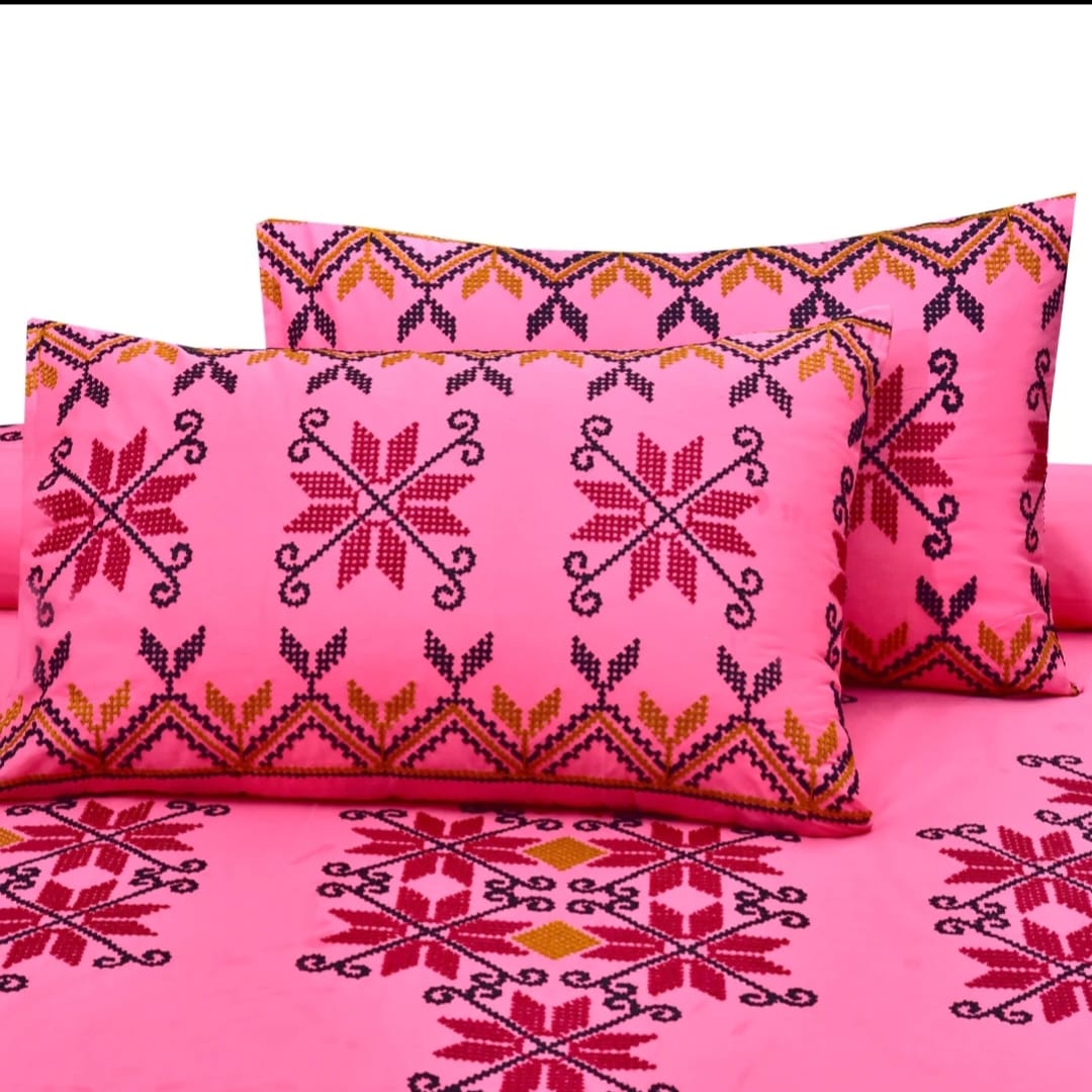 3 PCS KING SIZE EMBROIDERED APLIC BEDSHEET