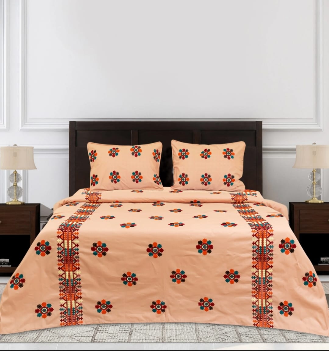 3 PCS KING SIZE EMBROIDERED APLIC BEDSHEET