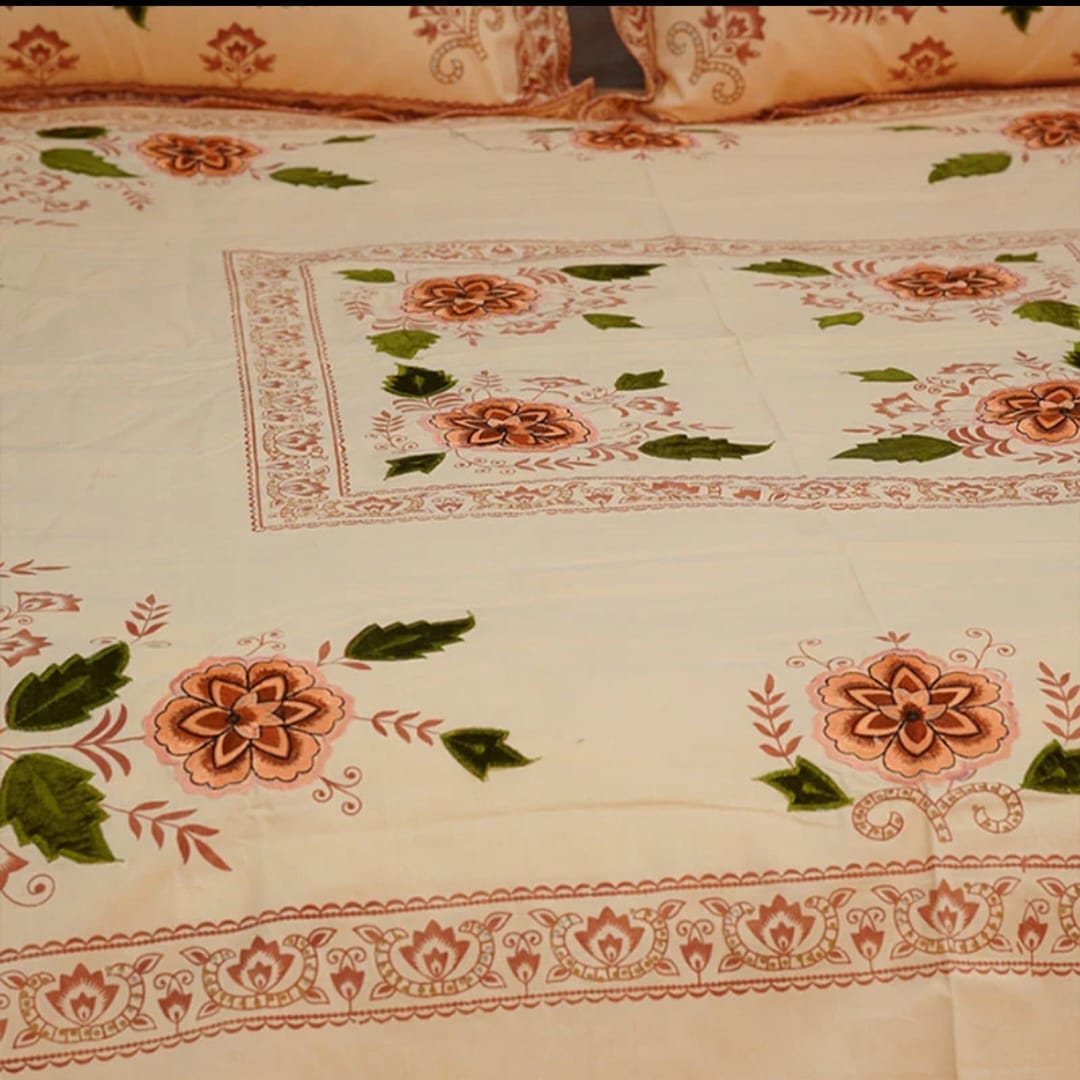 3 PCS KING SIZE EMBROIDERED APLIC BEDSHEET