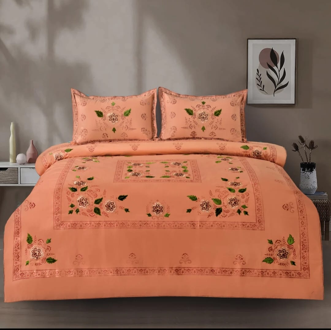 3 PCS KING SIZE EMBROIDERED APLIC BEDSHEET