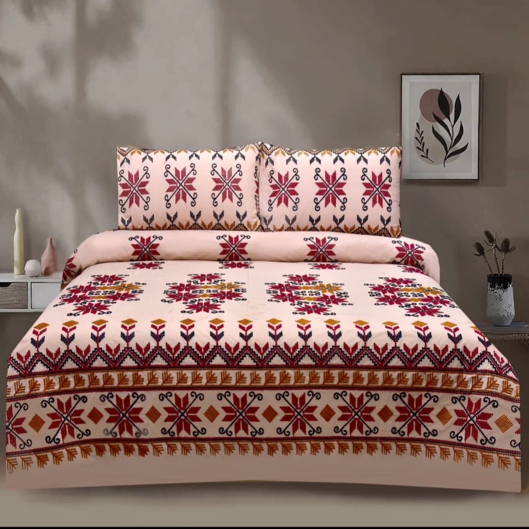 3 PCS KING SIZE EMBROIDERED APLIC BEDSHEET