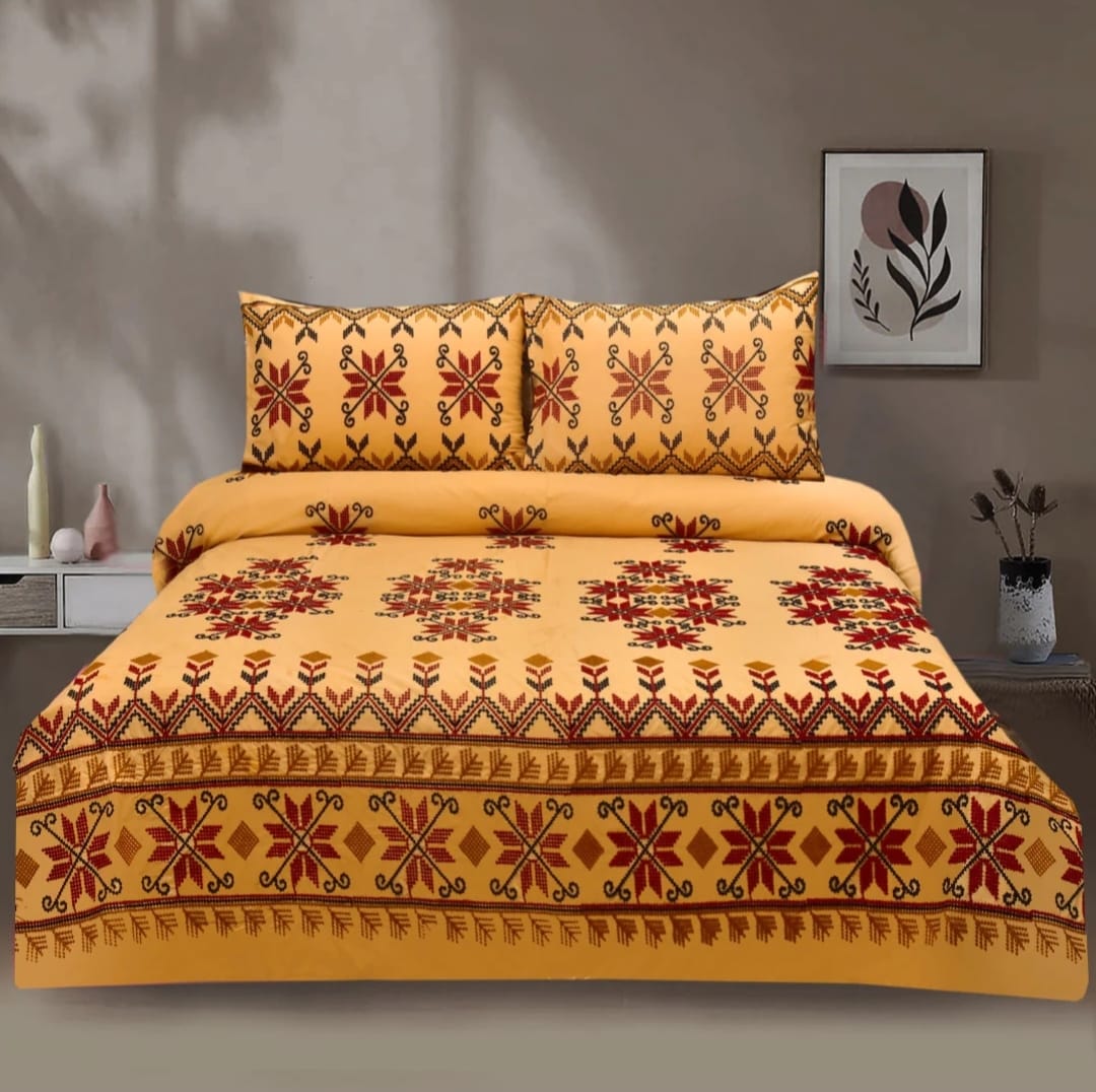 3 PCS KING SIZE EMBROIDERED APLIC BEDSHEET