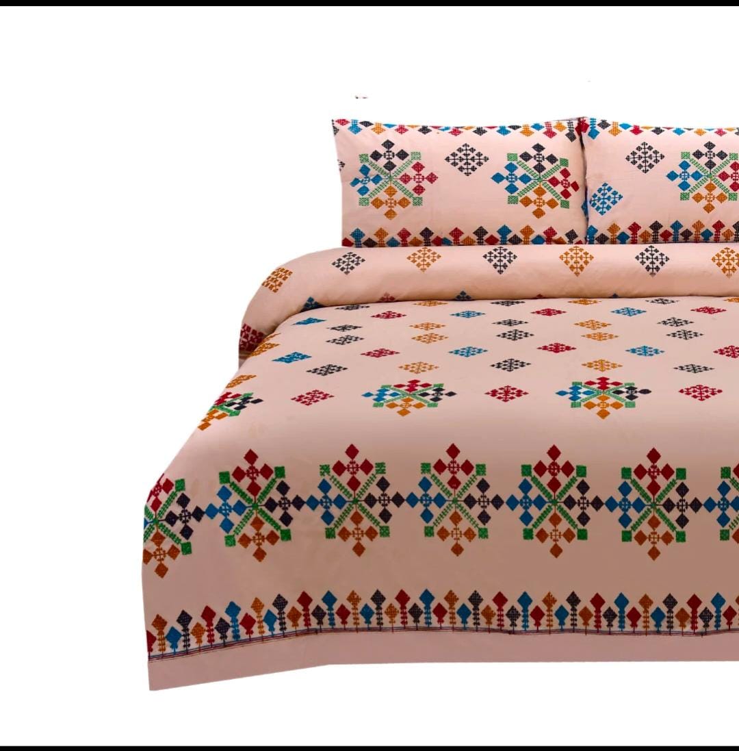 3 PCS KING SIZE EMBROIDERED APLIC BEDSHEET