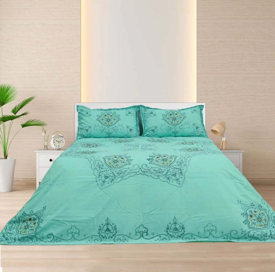 3 PCS KING SIZE EMBROIDERED APLIC BEDSHEET