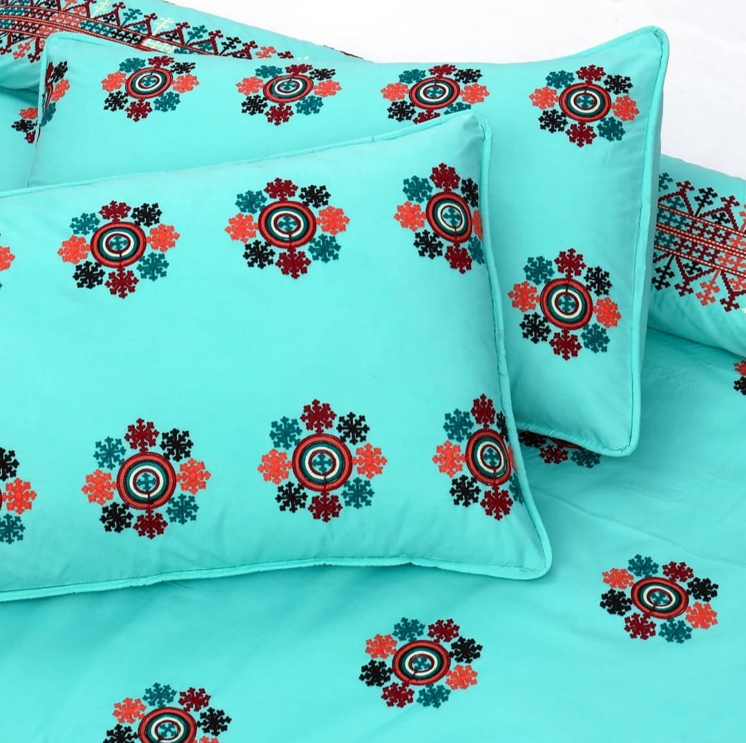 3 PCS KING SIZE EMBROIDERED APLIC BEDSHEET