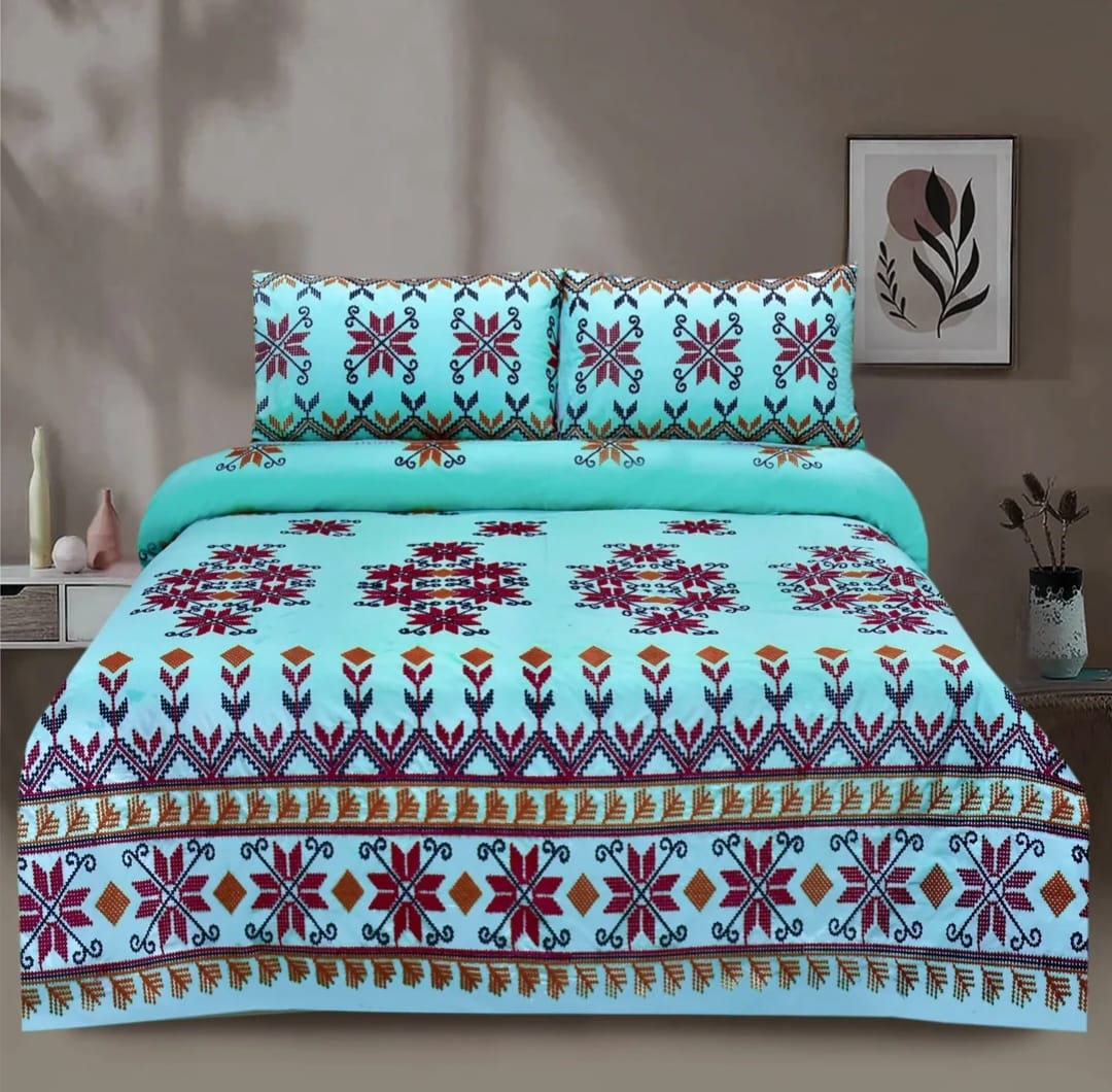 3 PCS KING SIZE EMBROIDERED APLIC BEDSHEET