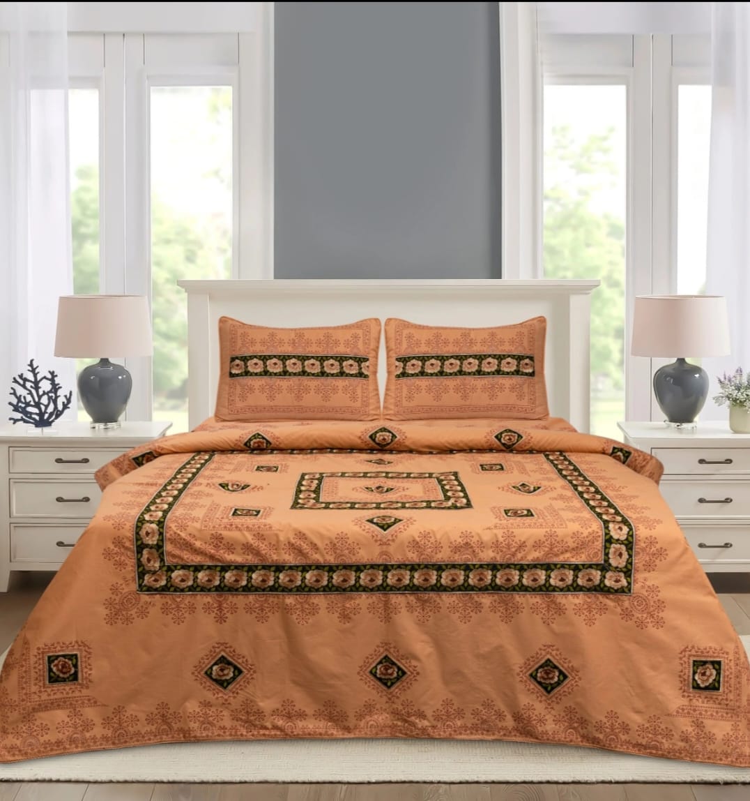 3 PCS KING SIZE EMBROIDERED APLIC BEDSHEET